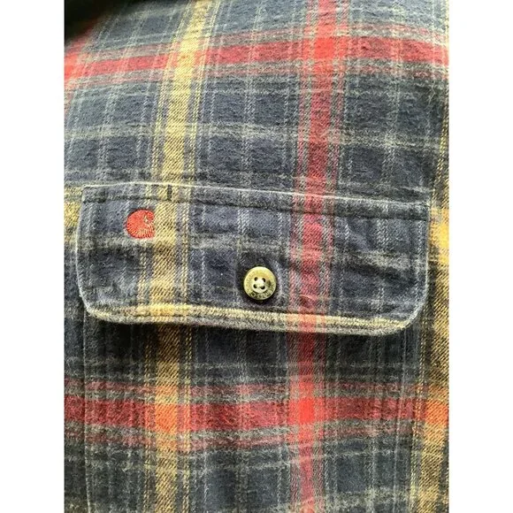 Carhartt Mens 2XL Plaid Flannel Button-Up Shirt 100% Cotton Long Sleeve - Picture 4 of 8